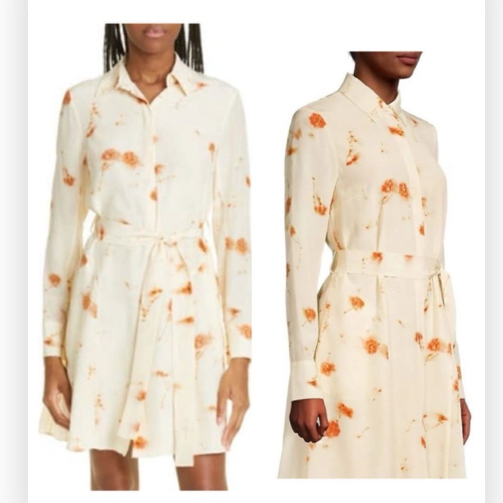 Jason Wu Belted Floral-Print Silk Shirtdress size 8 NWT $595